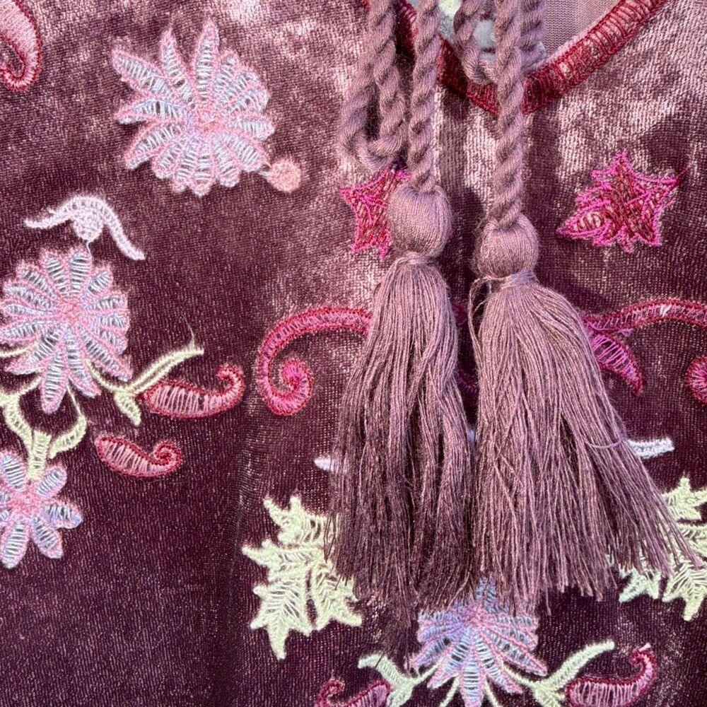 Pyramid Collection Embroidered Velour Dress Dusty Mauve boho Women's 3X NWOT - Picture 6 of 13